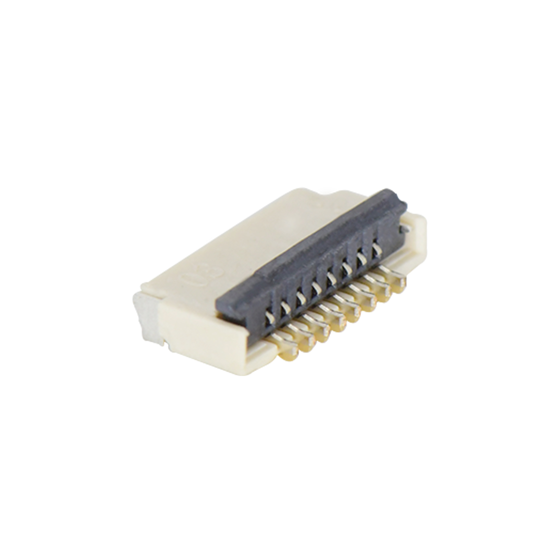 F0501 FPC FFC连接器Pitch 0.50mm 90°H1.00mm 卧贴双面接后掀盖 SMT型FPC 08Pin本色 镀半金接触点及焊接脚点1u，镍底35-60u.